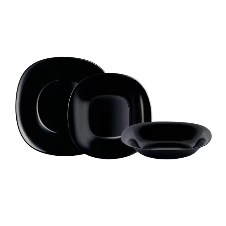 STARLEY-Vajilla Cuadrada Carine Neo Black 12 Piezas Vidrio Negro - 1