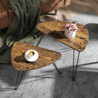 Juego de 2 mesas auxiliares de nido, estilo industrial, para salón, comedor y dormitorio, marrón rústico y negro - details 4