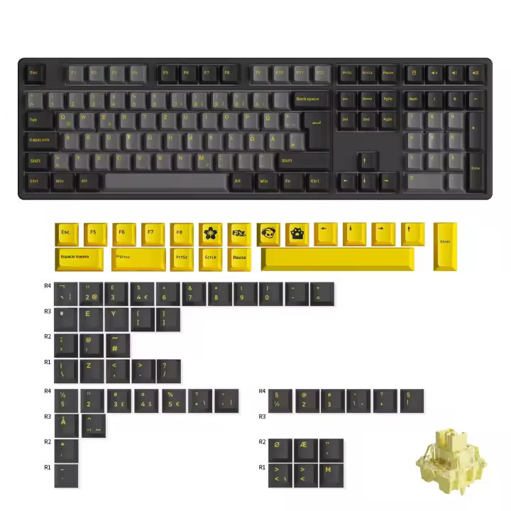 Teclado Mecánico De Juego Akko 5108B plus Negro Y Oro Con Retroiluminación RGB Tipo-C/2.4GHz/Bluetooth 5.0 Hot Swap Iso-uk/de/nordic 108 Teclas - 1