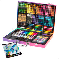 Cra-Z-Art - Estuche de colores para niños, material escolar, incluye crayones, rotuladores, lápices de colores, acuarelas, pinceles, porta lápices, cuaderno con hojas en blanco, estuche colores grande, regalo para niñas de 4 años - details 0