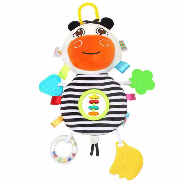 Colgante de peluche con forma de ábaco de vaca y cebra multifuncional creativo, juguete de mordedor para bebé de alta calidad - 1