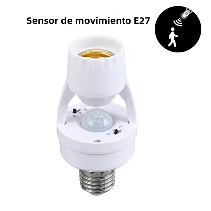 Interruptor De Bombilla Inteligente LED Con Sensor De Movimiento PIR Base E27 E26 Adaptador Convertidor De Enchufe AC 85-265V Ajustable - 1