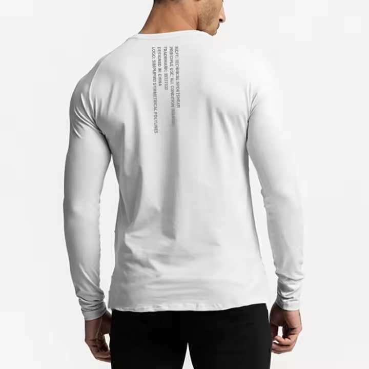 Camiseta de Compresión para Fitness Cuello Redondo, Ajuste Delgado, Manga Larga, Gráfico de Entrenamiento de Bodybuilding Moda de Otoño para Hombres - 1