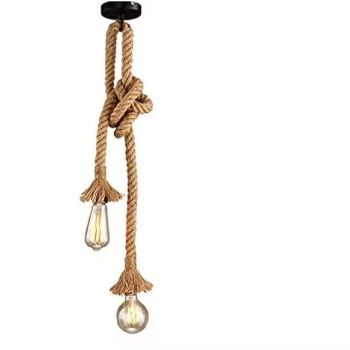 Tienda BIT Lámpara de Araña Retro de Cuerda de Cáñamo de Doble Cabezal E27 - 1