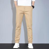 Pantalones De Verano Casuales Para Hombre En Caqui Y Gris Cintura Elástica Comodidad Ultrafinos De Seda Helada Pantalones Negocios Estilo Recto Ropa De Marca - details 2