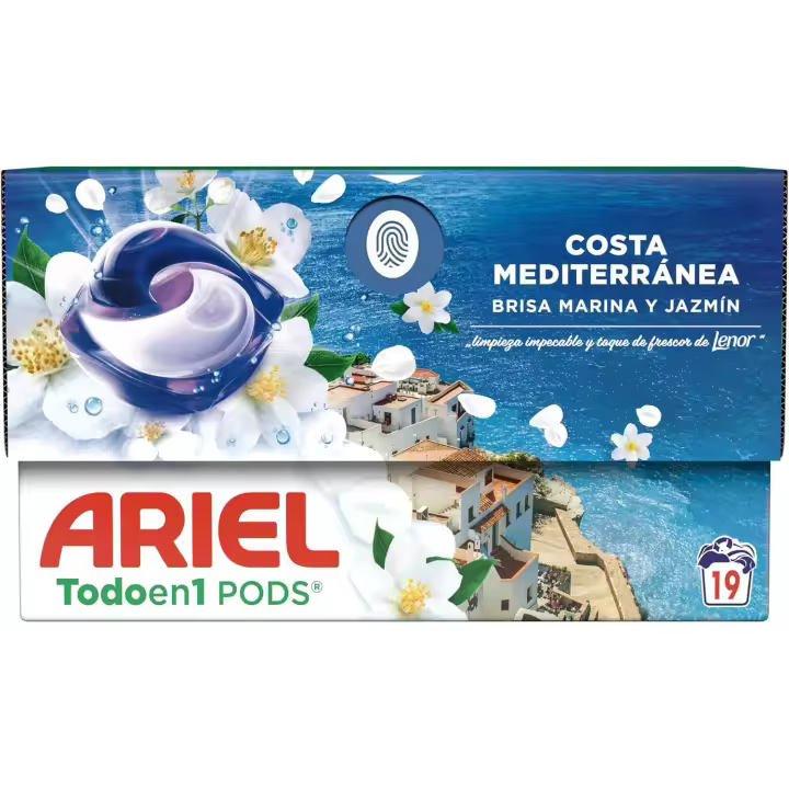 Pack De Ariel Todo en 1 PODS Brisa Marina Y Jazmín, Detergente Líquido En Cápsulas, 19 Lavados o 38 Lavados o 57 Lavados o 76 Lavados - 1