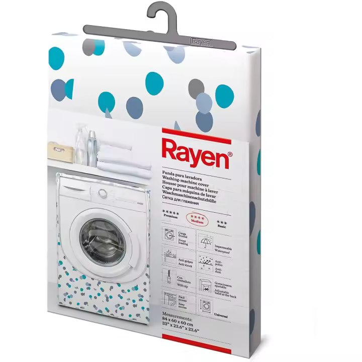Rayen Gama Medium Carga Frontal | Funda para Lavadora y Secadora con Cremallera, PEVA, Azul, Medida :84 X 60 X 60 cm - 1