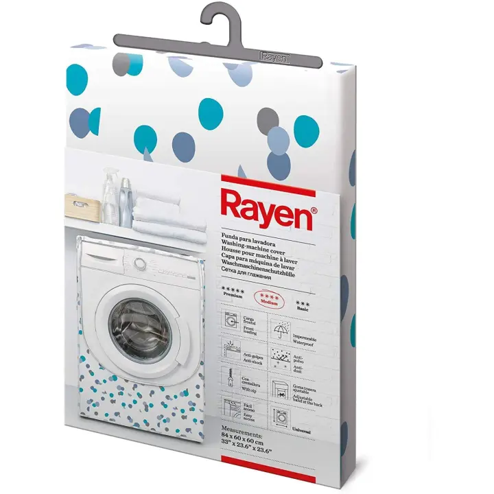 Rayen Gama Medium Carga Frontal | Funda para Lavadora y Secadora con Cremallera, PEVA, Azul, Medida :84 X 60 X 60 cm - 1