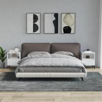 vidaXL Mesitas de noche 2 unidades color 40x35x50 cm en color Blanco/Gris sonoma/Roble ahumado y más | estructura resistente ideal para salón dormitorio o estudio - details 0
