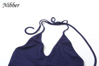 Conjunto De Verano Elegante Para Mujer Nibber Hipster Irregular 2 Piezas Halter Bodysuit + Falda Larga Cubierta Clubwear - details 5