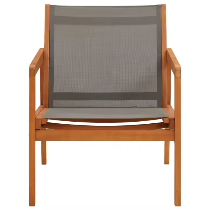 Silla de Jardín Madera de eucalipto y textilene Gris - 1