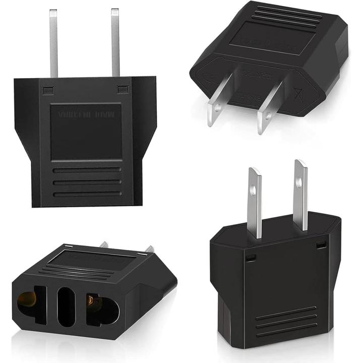 4 Piezas Adaptador Enchufe Europeo a Americano, Adaptador Enchufe Americano a Español, Tipo C/E/F/L/N a Tipo A para Viajeros Que Visitan USA/Japón/México/Canadá-Negro