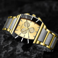 Reloj De Pulsera De Cuarzo Para Hombre Estilo De Negocios Cuadrado Aleación Cruzada De Tres Piezas Resistente Al Agua - details 4