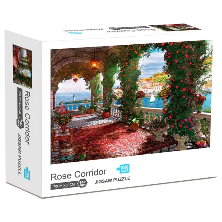 Puzzle 1000 piezas Rose Corridor, rompecabezas clásico para adultos 70 x 50 cm, jigsaw puzzle a partir de 14 años, juego educativo, reto creativo, paisaje decorativo, aficiones - 1