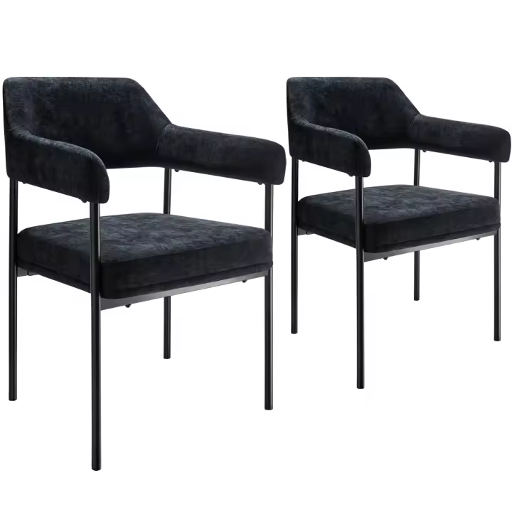 Tectake - Silla de comedor DOÉ acolchada con patas de acero, Elegantes y tapizadas en tela fácil de cuidar, Asiento amplio y respaldo continuo con reposabrazos, acolchado con espuma de alta densidad, Patas de acero esbeltas con revestimiento en polvo - 1
