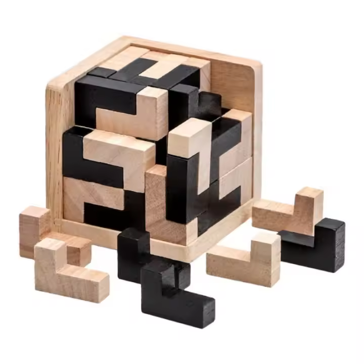 Rompecabezas 3D Cubo Luban Juguete Educativo De Madera Interlocking Para Niños Juego De Desarrollo Cerebral Regalo Para Niños - 1