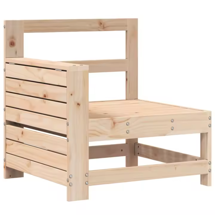 vidaXL Sofá de jardín con reposabrazo mesa auxiliar madera maciza pino - 1