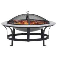 vidaXL Brasero de jardín con parrilla acero inoxidable 76 cm - details 1