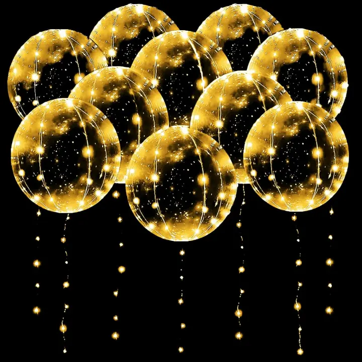 Ballon Lumineux LED - 10 Paquets de Deco Mariage, 20 Pouces Helium pour Fete - Ballons Bobo pour Saint-Valentin, Noël, Anniversaire - 1