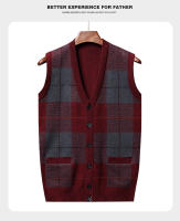Suéter De Casual Para Hombre Chaqueta Sin Mangas Gruesa Para Otoño E Invierno Cardigan Con Estampado Rayado Cuello En V - details 19