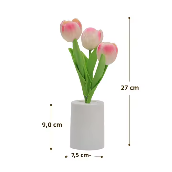 Lámpara De Noche Tulipán LED Para Decoración Del Hogar Y Dormitorio Luz De Sueño Con Pilas Incluidas Decoración Floral Para Mesa Del Cama - 1