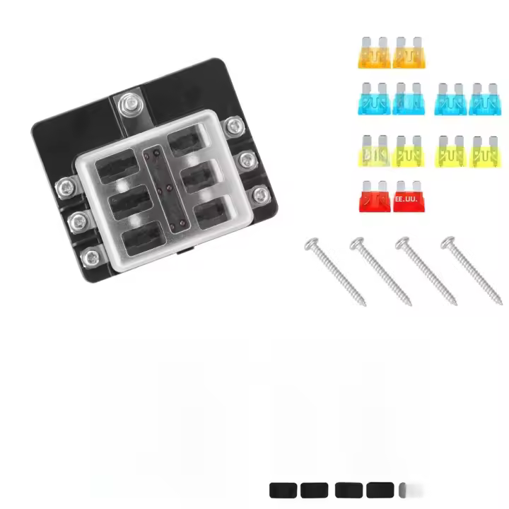Porta Fusibles De Coche Y Barco 32V 100A Con Luz LED Indicadora 6/12 Maneras Bloque De Fusibles Plana Para Automóviles Y Camiones Electrónica De Automóviles - 1