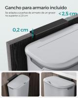 Cubo de Basura Colgante de 9L para Cocina - Montaje en Pared o Puerta de Armario, con Tapa para Residuos, Ideal para Debajo del Fregadero, Blanco o Gris - details 10