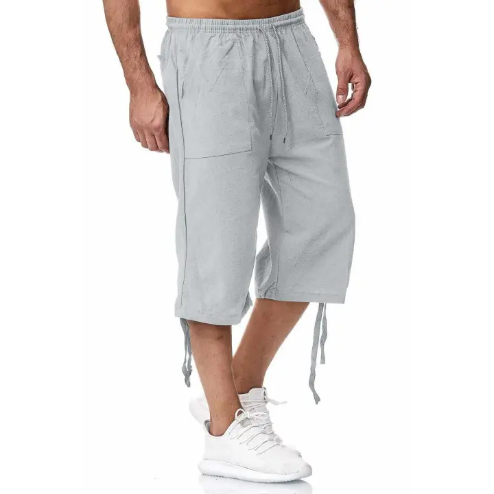 Pantalón casual de lino y algodón para hombre - Estilo deportivo y fresco para verano (longitud 7/8) - 1