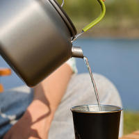 Kettle De Camping Portátil Exterior Antideslizante De Aluminio Ligero Con Manija Antisalpicaduras Para Picnic Y Cocina - details 3