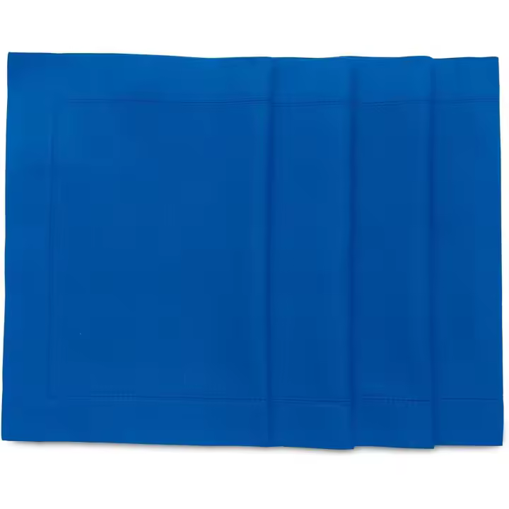 Blue Placemats Set of 4 - Cotton Linen Hemstitch Fabric Placemats 14 x 19 Inch for 4th of July, Father's Day, Summer - 1