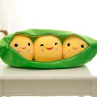 Almohada Creativa Bonita De Frijoles Verdes Y Amarillos Muñeco De Peluche Divertido Para Niños Relleno De Algodón PP Edad Recomendada 6-12 Años - details 7
