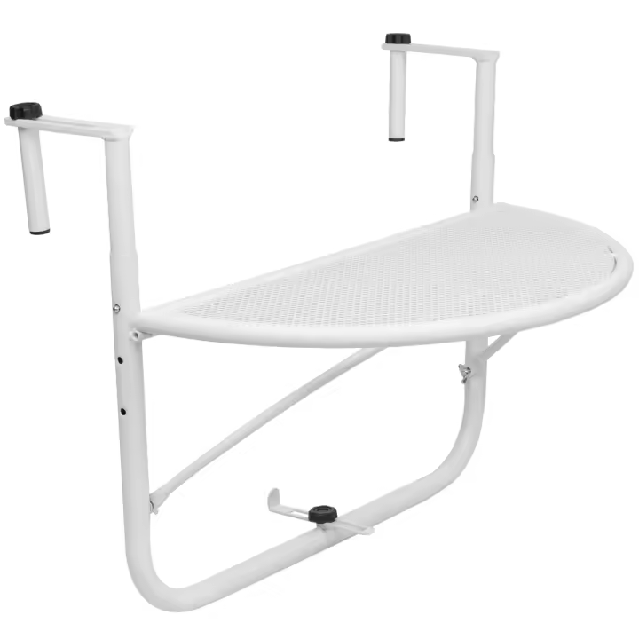 Mesa abatible semicircular para balcón 60x30cm blanco - PrimeMatik - 1
