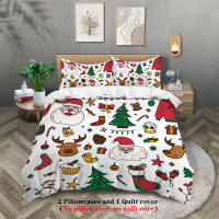 Juego De Cama Navideño 3 Piezas Con Estampado De Santa Claus (1 Funda De Edredón + 2 Fundas De Almohada) Set De Ropa De Cama Suave Y Cómoda - details 1
