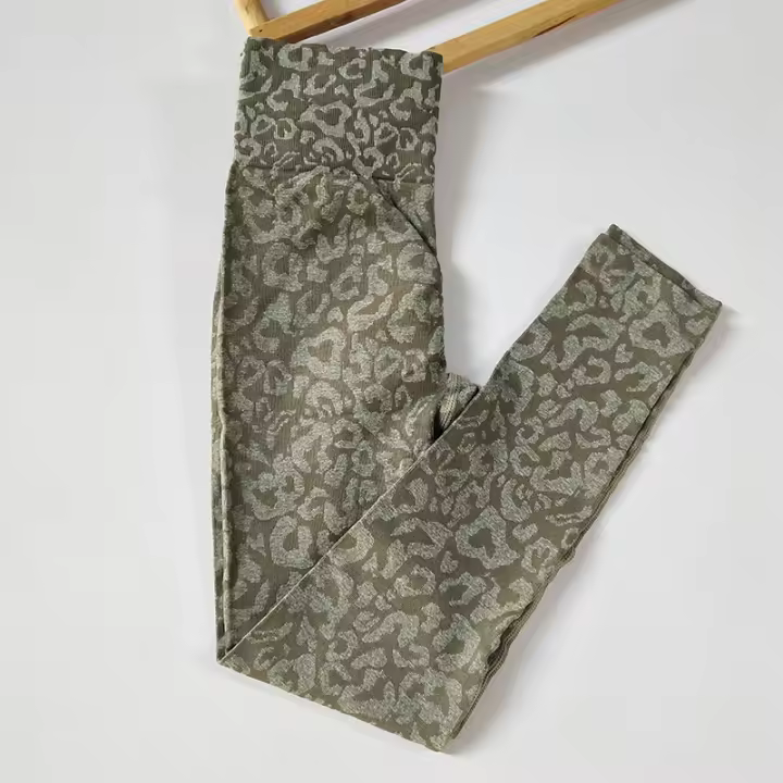 Pantalones De Yoga De Cintura Alta En Estampado De Leopardo Levantamiento Glúteo Sin Costuras Para Running Y Fitness Para Mujer - 1
