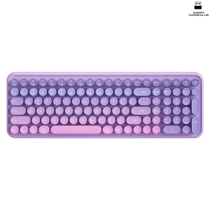 Teclado Inalámbrico Ergonómico 2.4G 106 Teclas Retro Con Teclas De Capa Redonda Función Multimedia Para PC/Laptop/Desktop - 1