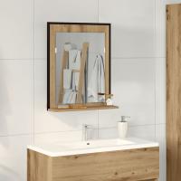 Espejo de baño vidaXL Roble Artesanal 50x12x60 cm Madera elaborada - details 0