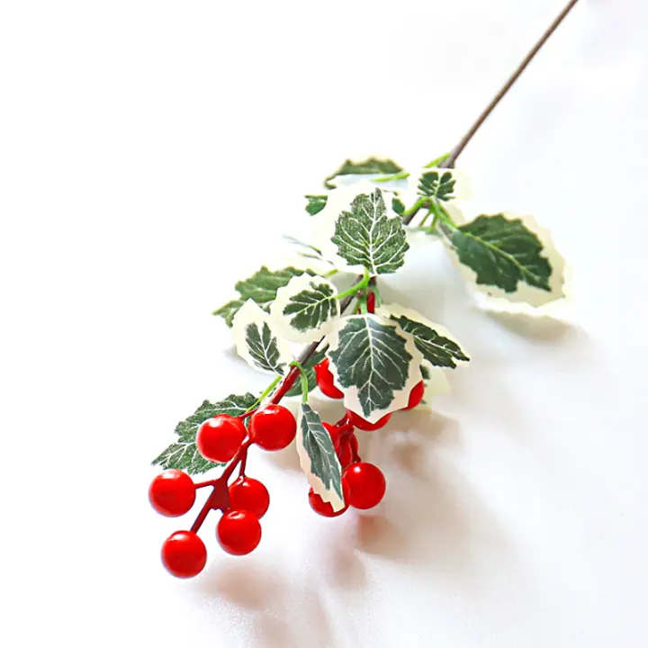 Rama De Guirnalda Navideña Artificial De 45cm Con Bayas Y Hojas Verdes De Seda Decoración Para Bodas Y Fiestas Navideñas - 1
