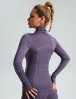 MOV-Chaqueta de fitness empalmada, Bolso elástico transpirable, chaqueta de yoga Deportiva para Corver y Cycling,Chaqueta de ropa de yoga deportiva de carrera, manga larga con cuello alto delgado, ropa de gimnasia deportiva - details 14