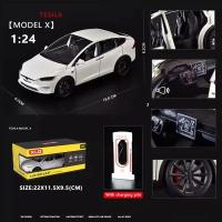 Nueva Modelo De Coche De Aleación Tesla X a Escala 1:24 Con Sonido Y Luz Juguete Eléctrico De Metal Para Niños Colección Decoración Regalo - details 10