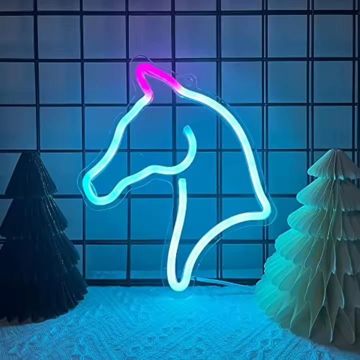 Luz De Neón LED Con Forma De Cabeza De Caballo Para Decoración De Habitaciones Regalos Para Cumpleaños Navidad Para Niños Niñas Mujeres Novia Esposa Hija - 1