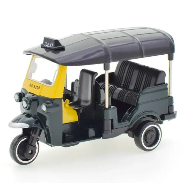 Modelo De Taxi Tuk Tuk Clásico En Escala 1:43 De Aleación De Metal Juguetes Coleccionables Vehículos De Metal Para Exposición Souvenirs Y Regalos - 1