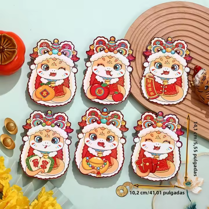 4/12 PCS Sobres Rojos Para Año Nuevo Chino 2025 Billetera De Dinero Para El Año Del Serpiente Regalos De Suerte Para El Festival Del Primavera - 1