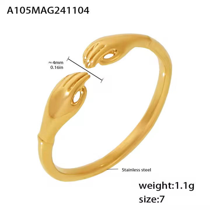 El anillo grueso de acero inoxidable con forma de hoja de arce Vintage Hug se puede utilizar para abrir joyas personalizadas simples para Helbres y mujeres. - 1