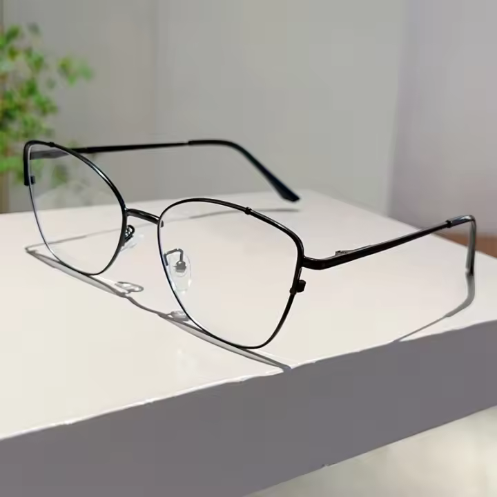 Gafas De Moda Coreana KAMMPT Para Mujer Estilo Retro Ovaladas Con Marco De Metal Bloqueo De Luz Azul Accesorio Decorativo - 1