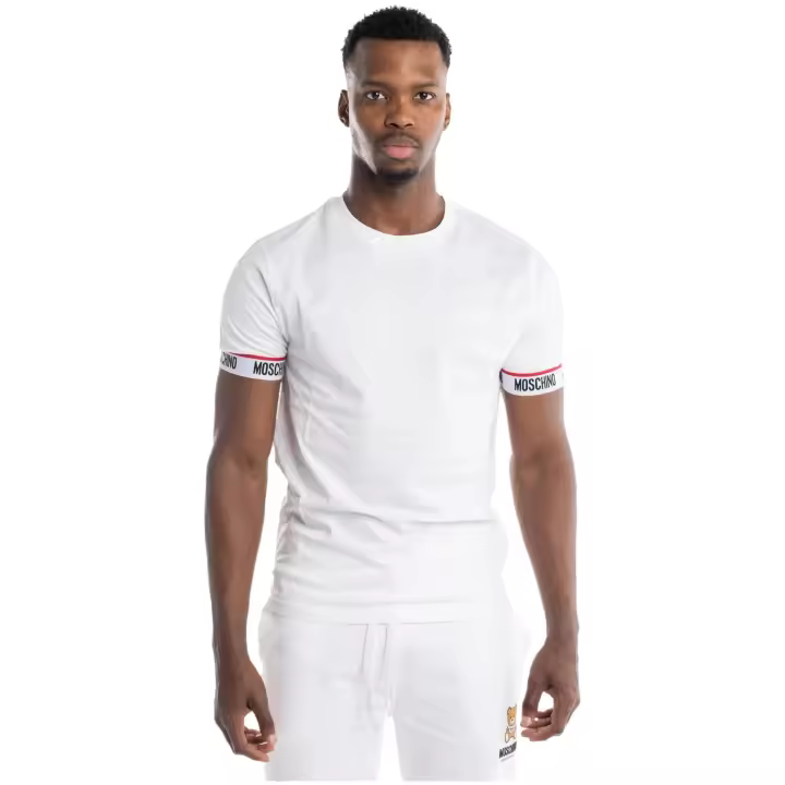MOSCHINO - Camiseta Manga Corta con Cinta Logo en Puños - 1