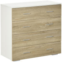 HOMCOM Cómoda 4 Cajones, Cómoda Dormitorio, Cajonera para Salón, Oficina, Pasillo, Estilo Moderno, 76x35x72 cm, Roble y Blanco - details 0
