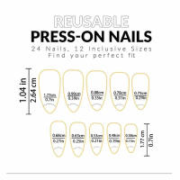 Uñas Postizas De Sello En Almendra Longas 24 Pcs Estilo Gótico Reutilizables Para Halloween Uñas Falsas Blancas Brillantes Para Mujeres - details 0
