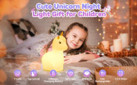 Unicornio Luz Nocturna Infantil, 7 Colores Lampara Bebe Noche, Silicona Luz Bebe Nocturna, Capacidad de la bateria1200mAh, Luz Quitamiedos Infantil Luz, Unicornios para Niñas, Conexion USB - details 0