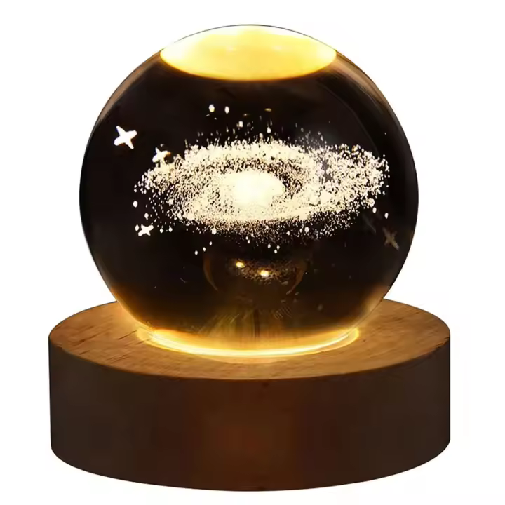Lámpara De Cristal 3D Con Proyecciones Galácticas Y Planetarias Luz Nocturna USB Para Atmosfera Acogedora Plasmática Ball - 1