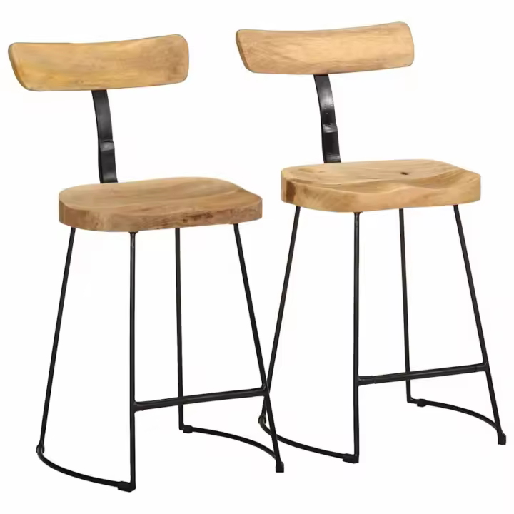vidaXL Taburetes de barra 2 uds madera maciza de mango 49x43x79 cm - 1